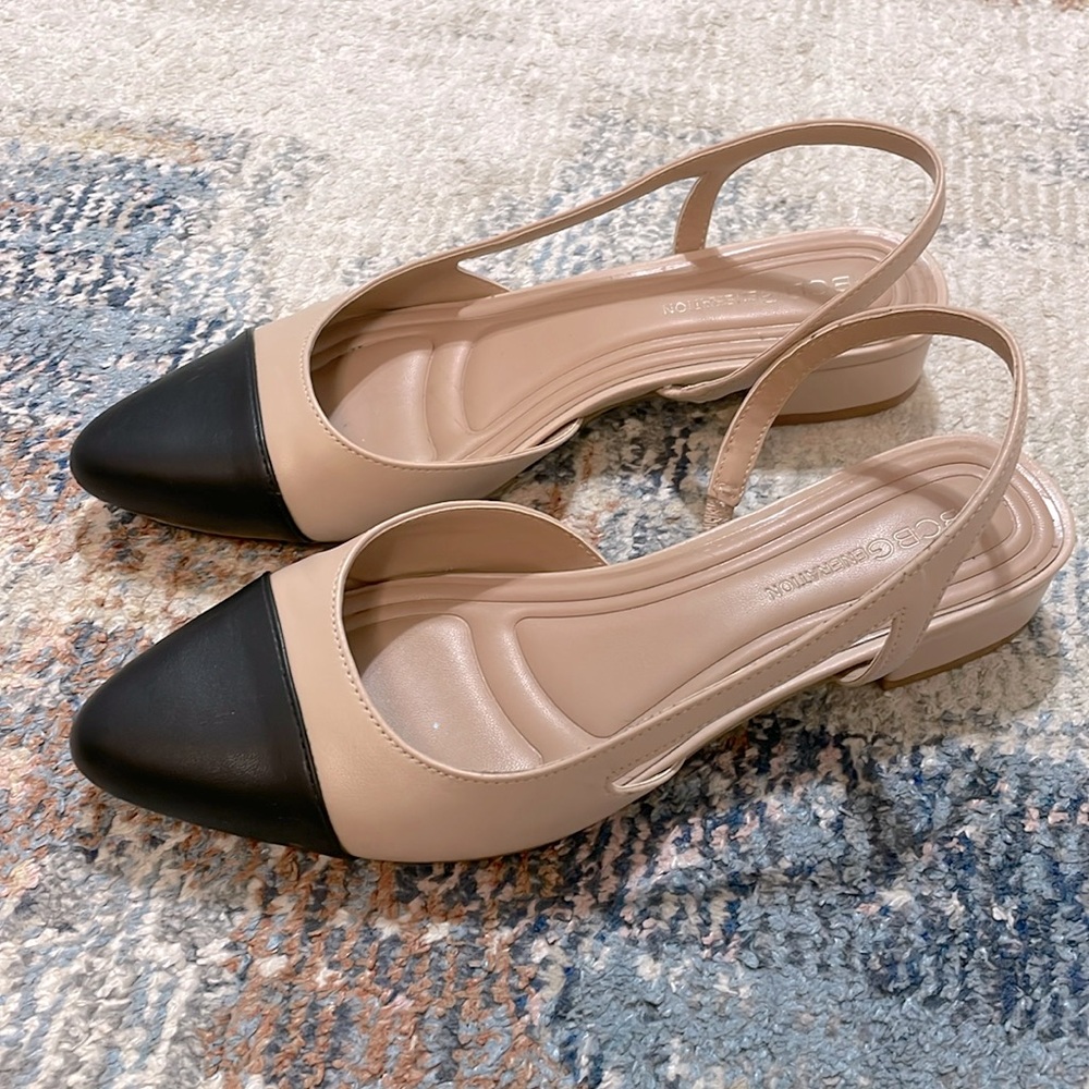 BCBGeneration two tone sling back sandals